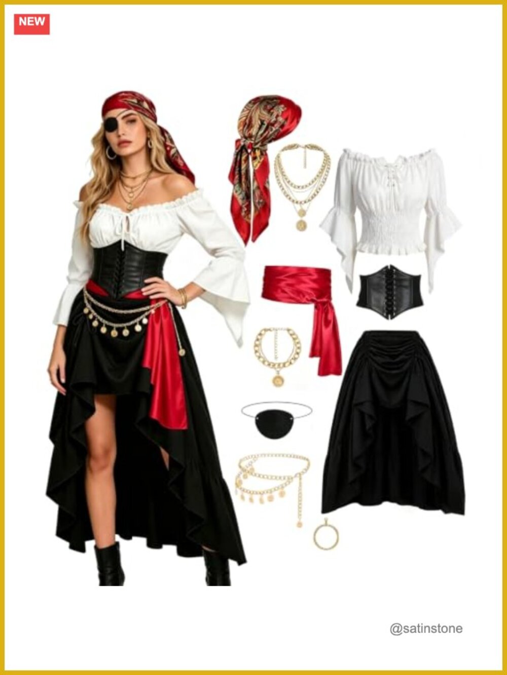Pirate Costume Women Renaissance Medieval Outfits Halloween Cosplay Set